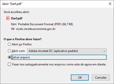 janela para abrir ou baixar o pdf